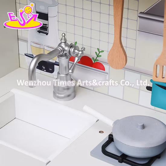 Nuovo arrivo Fai finta di giocare a una grande cucina giocattolo in legno bianco per bambini con uno sconto del 10% W10c409